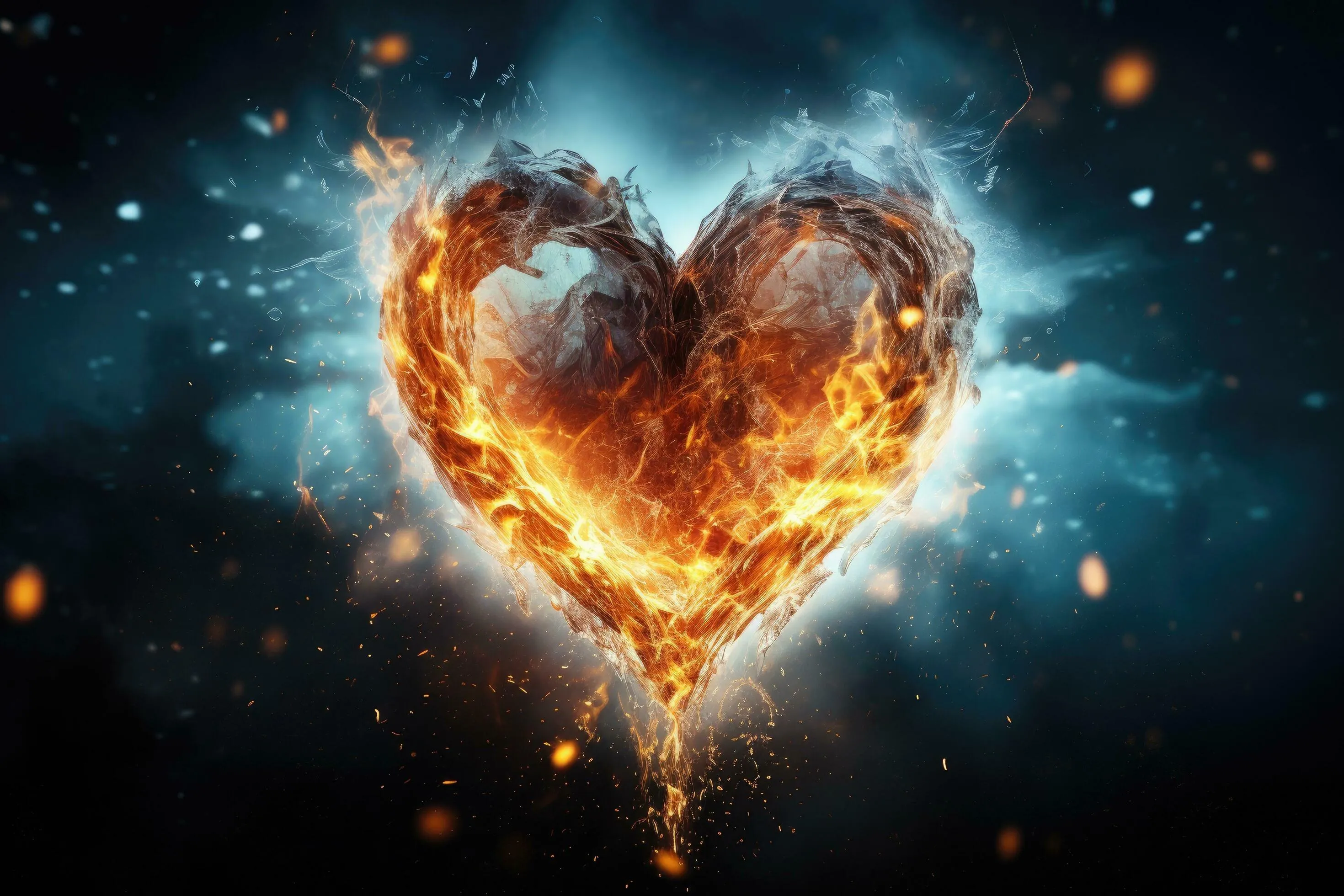 Heart of Fire Representing Passionate Love Bond Wallpaper