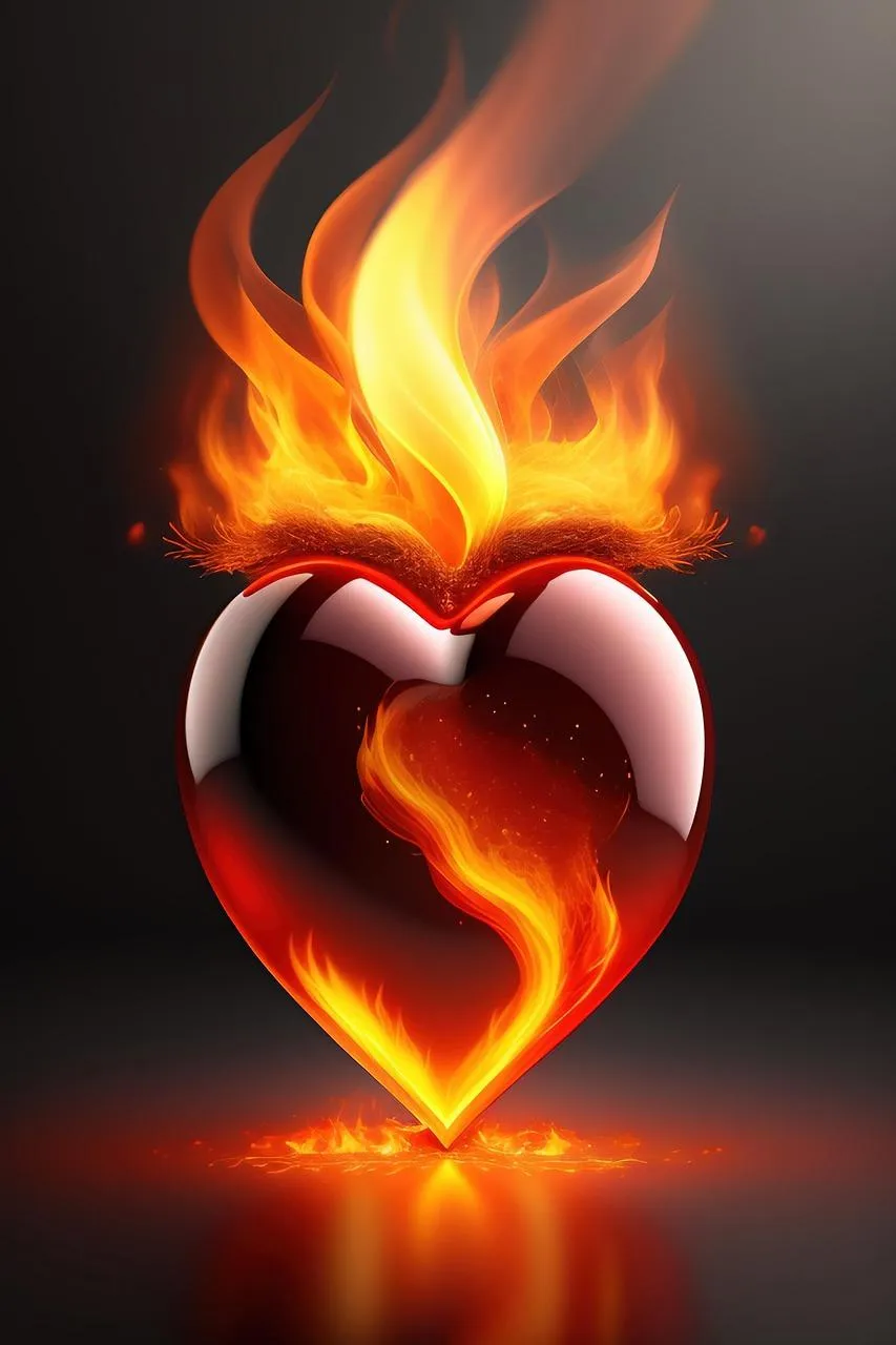 Heart on Fire Showing Intense Romantic Desire Wallpaper