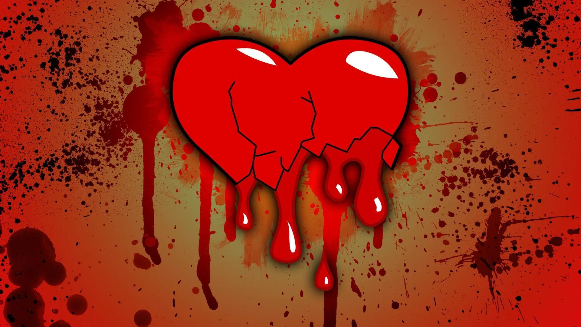 Heart Painting with Red Artistic Background Wallpaper