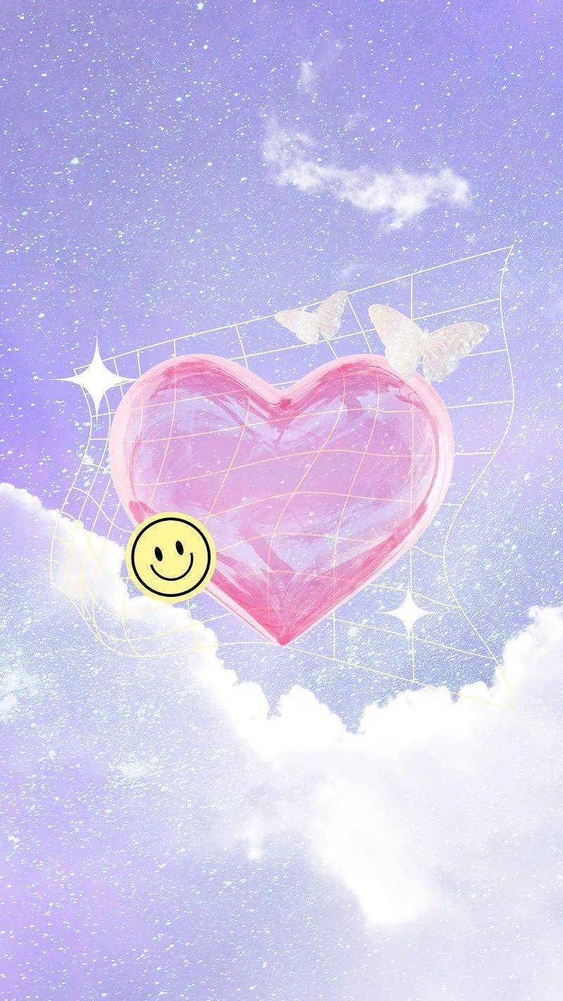 Heart Shaped Balloon Floating in Blue Sky Wallpaper