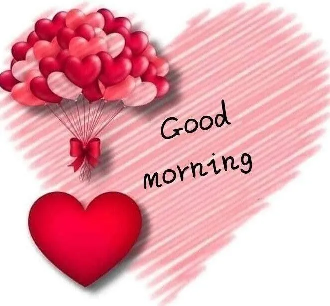 Heart Shaped Design and Flowers for Sweet Good Morning