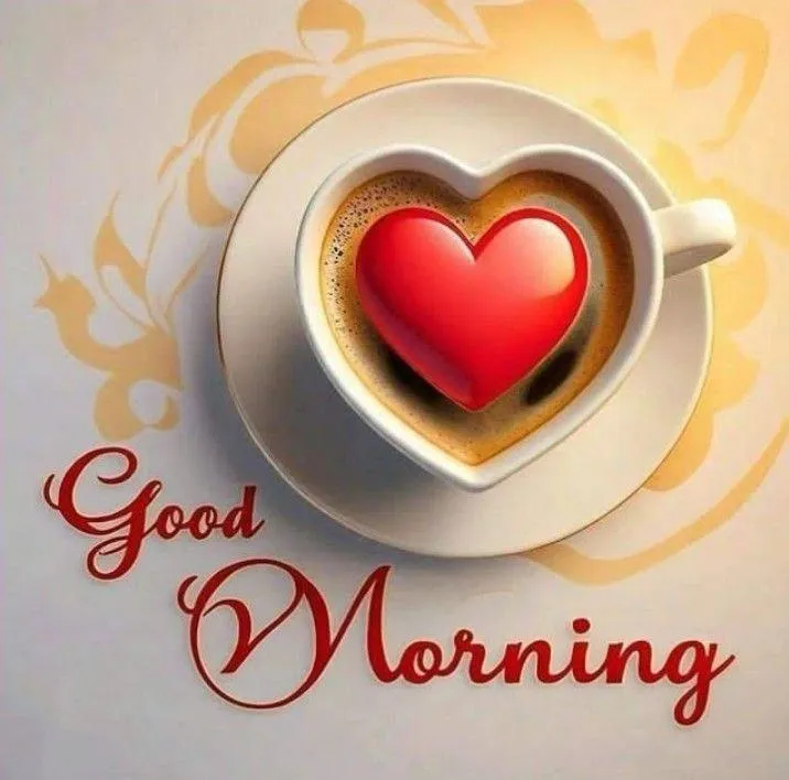 Heart Shaped Light and Flowers Morning Greeting Wallpaper