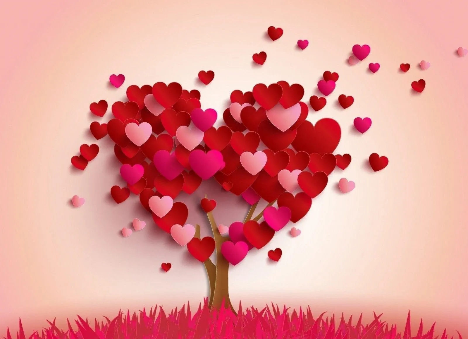 Heart Tree Shedding Petals of Pure Romantic Beauty