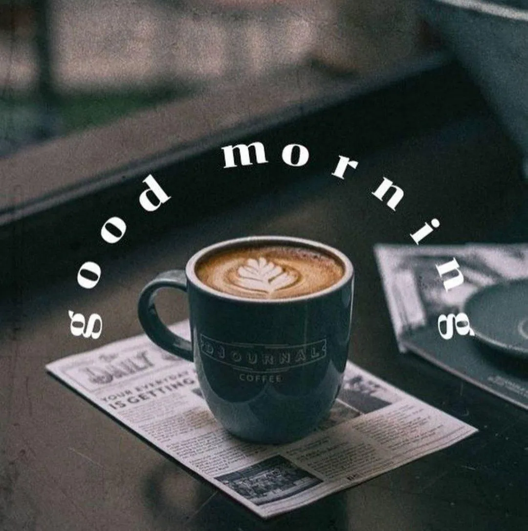 Hot Coffee Cup Saying Good Morning with Warmth Image