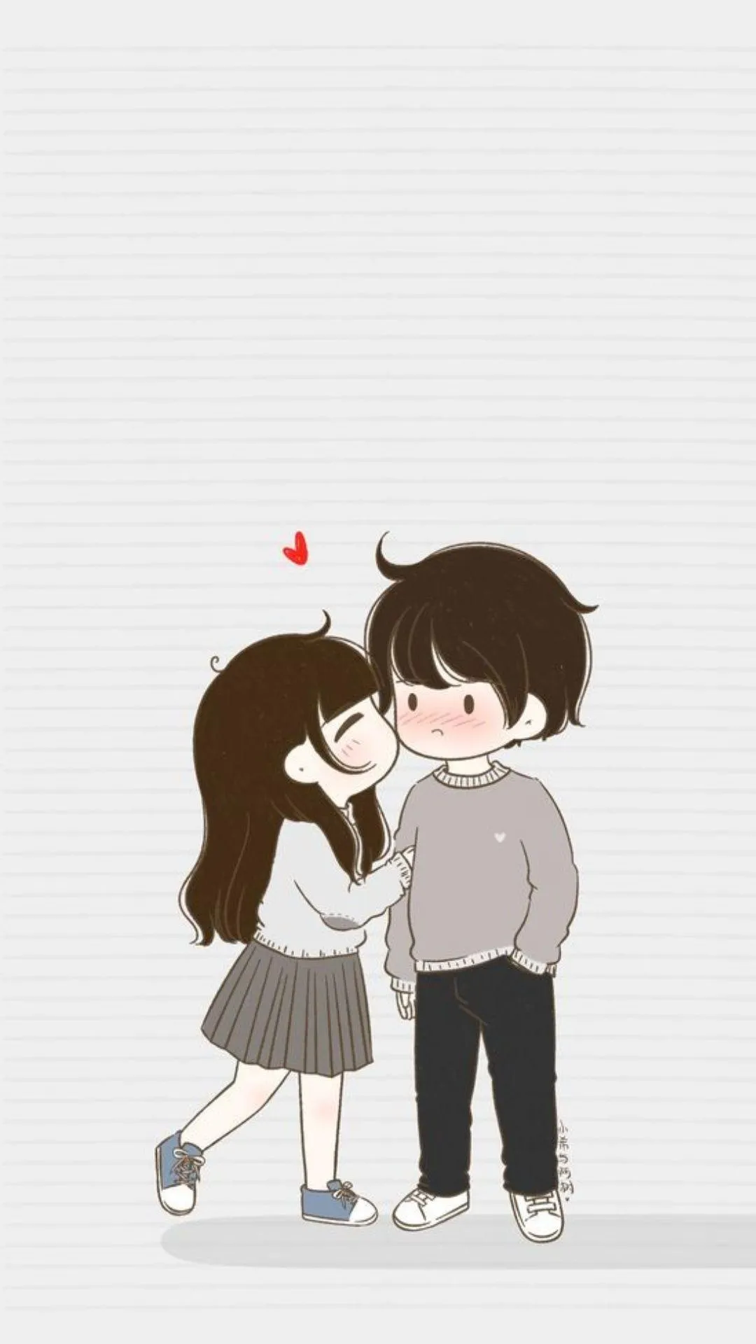 Image of Cute Couple Illustration Sharing Sweet Love