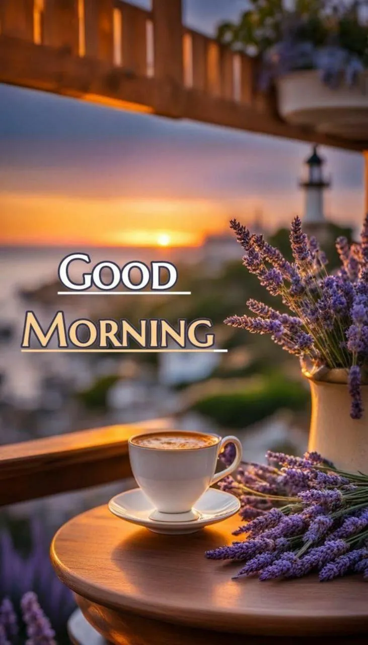 Lamp and Flowers with a Peaceful Good Morning Scene