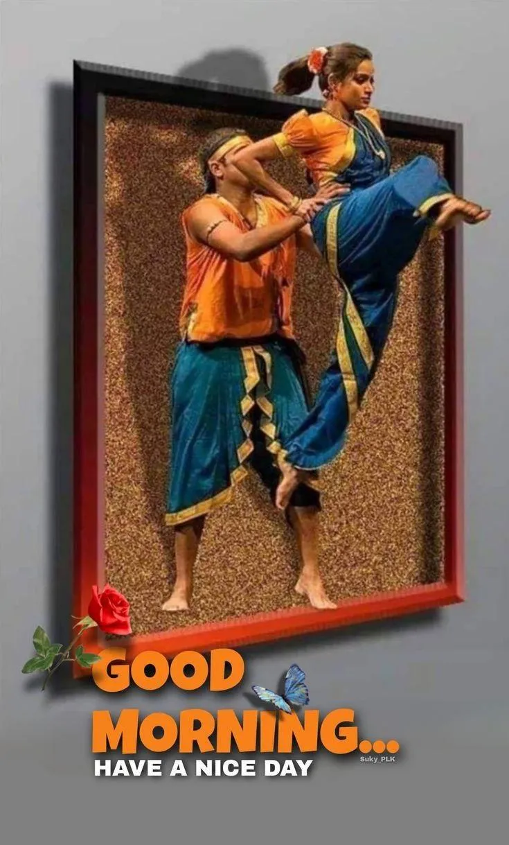 Lord Krishna Playing Flute with Good Morning Wishes