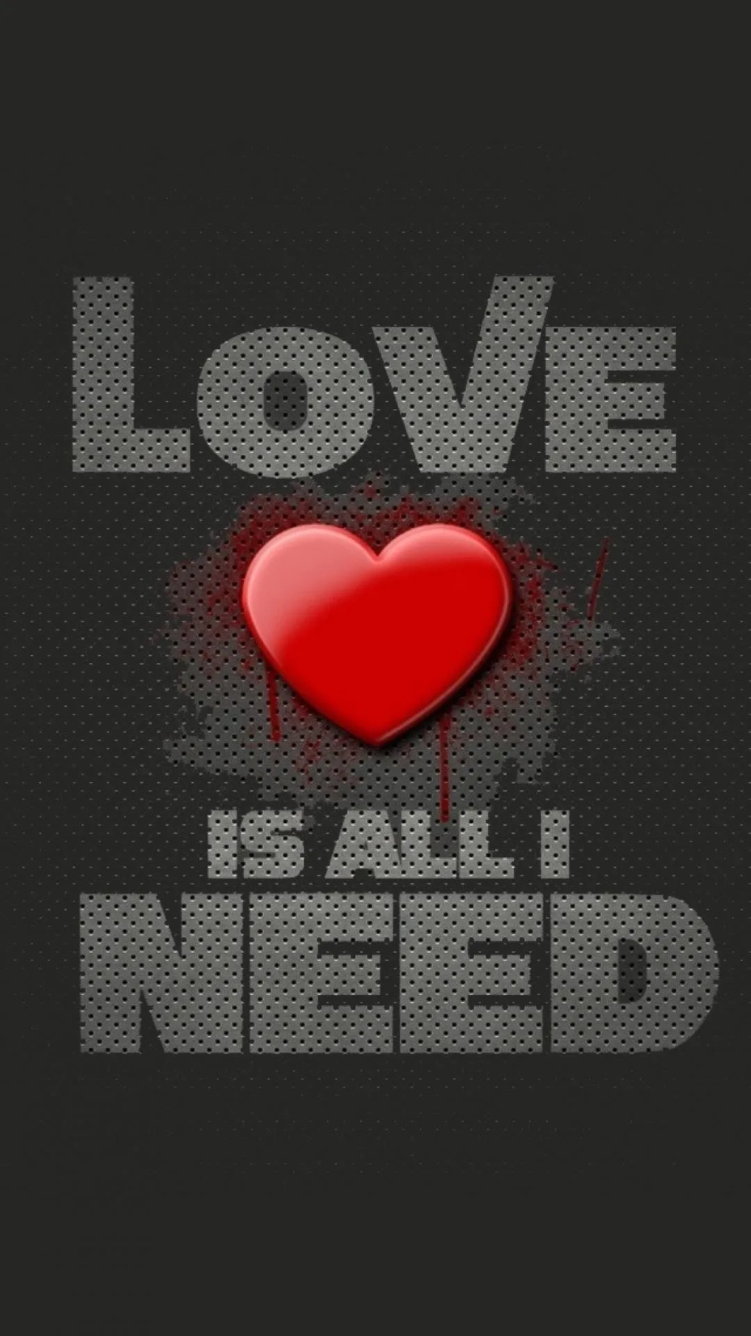 Love Is All We Need Quote on Dark Background Wallpaper