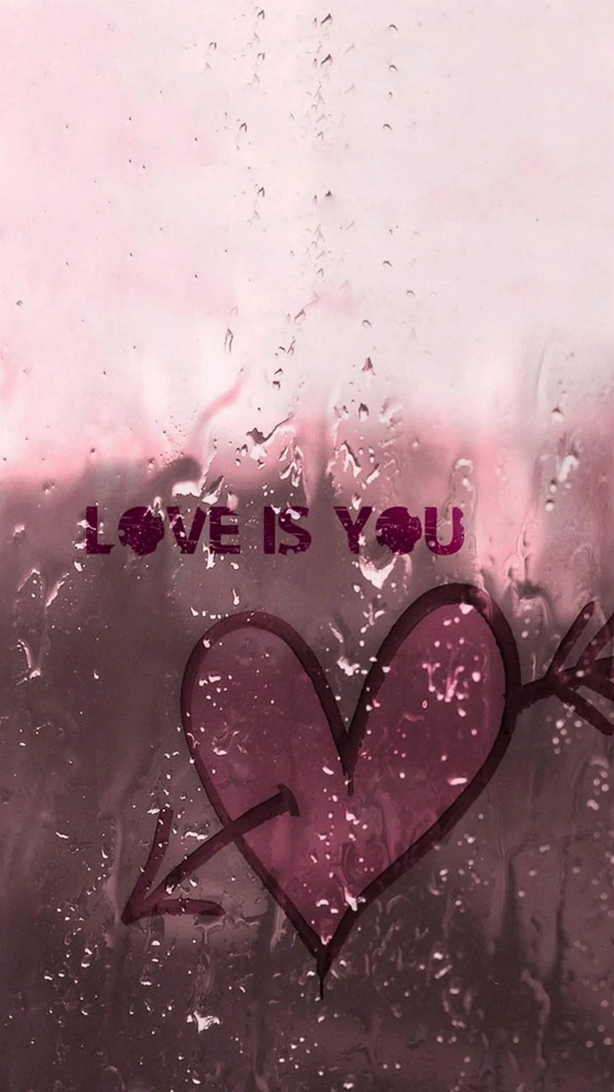 Love is You Quote with Pink Heart Illustration Wallpaper