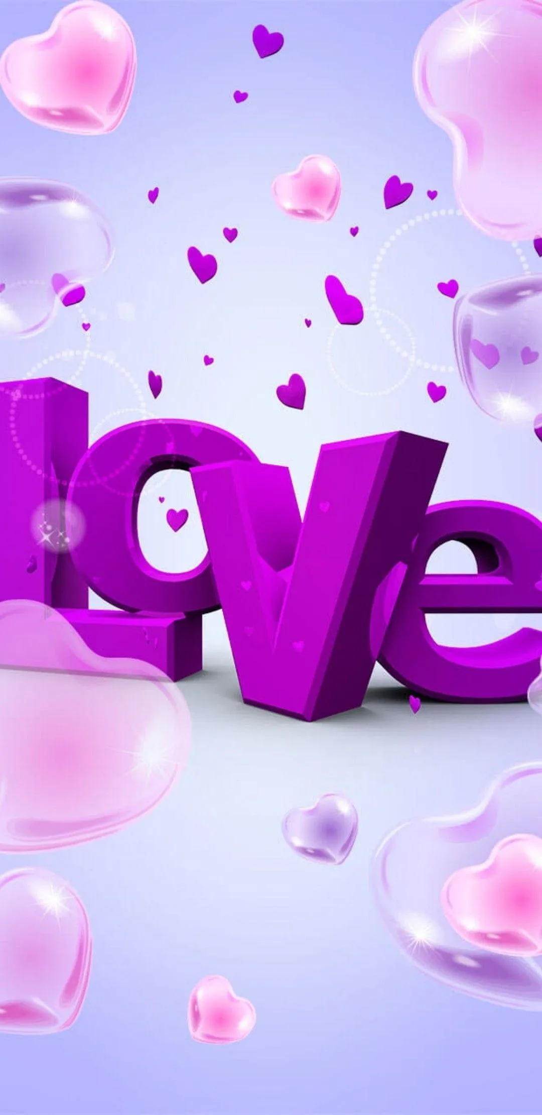 Love Text Floating with Pink Romantic Confetti Wallpaper