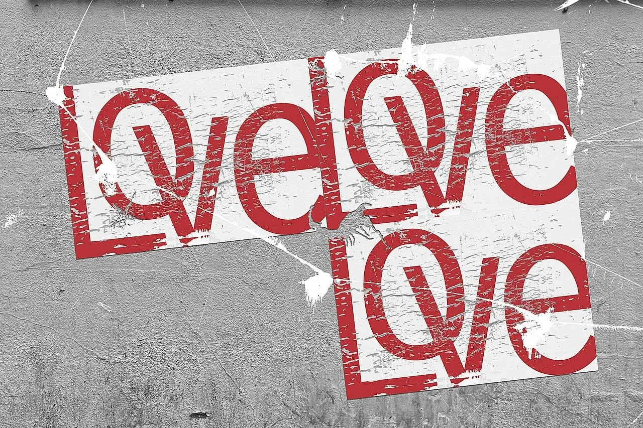 Love Typography Wall with Words of Deep Affection Wallpaper