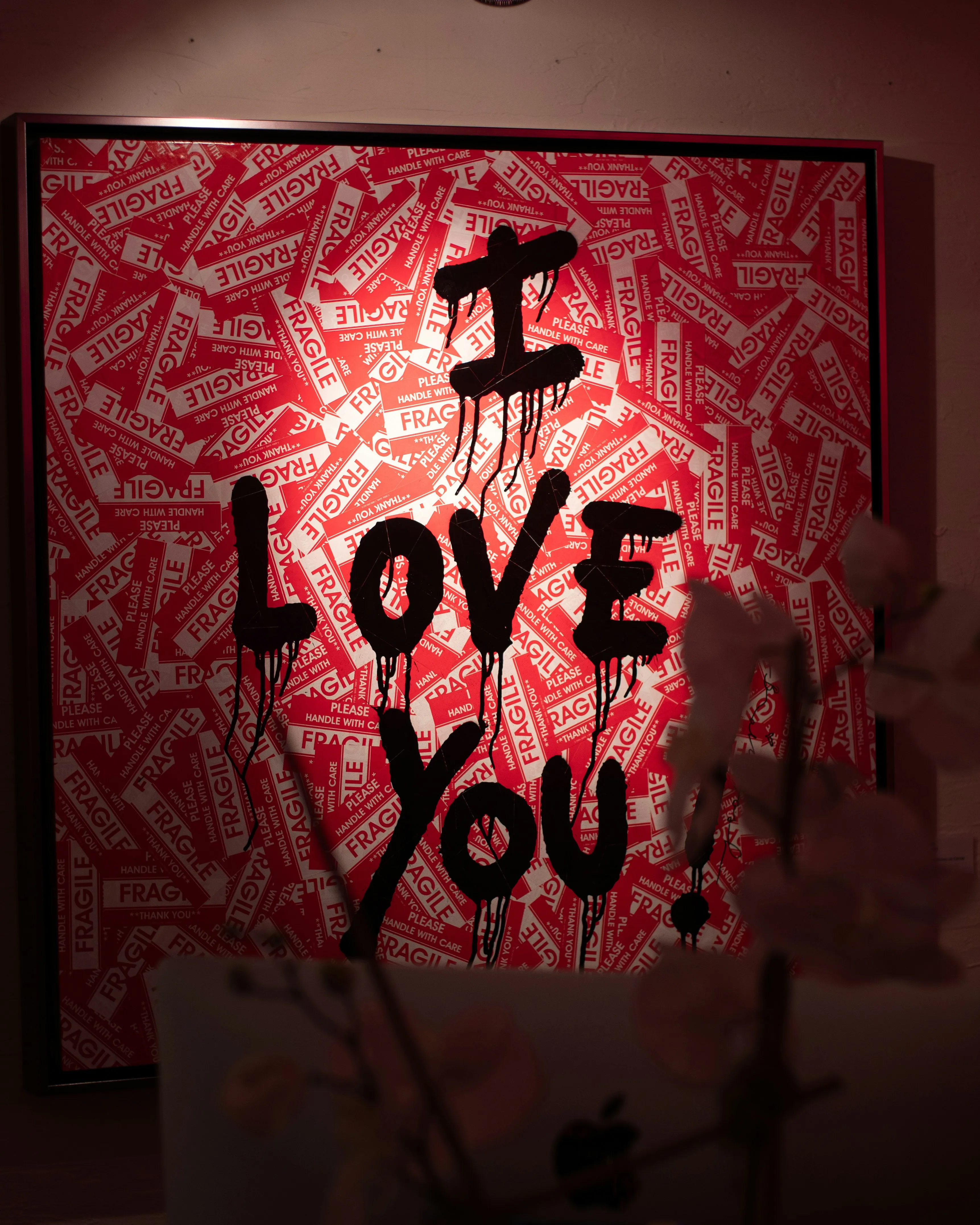 Love You Message Written on Red Lit Background Wallpaper