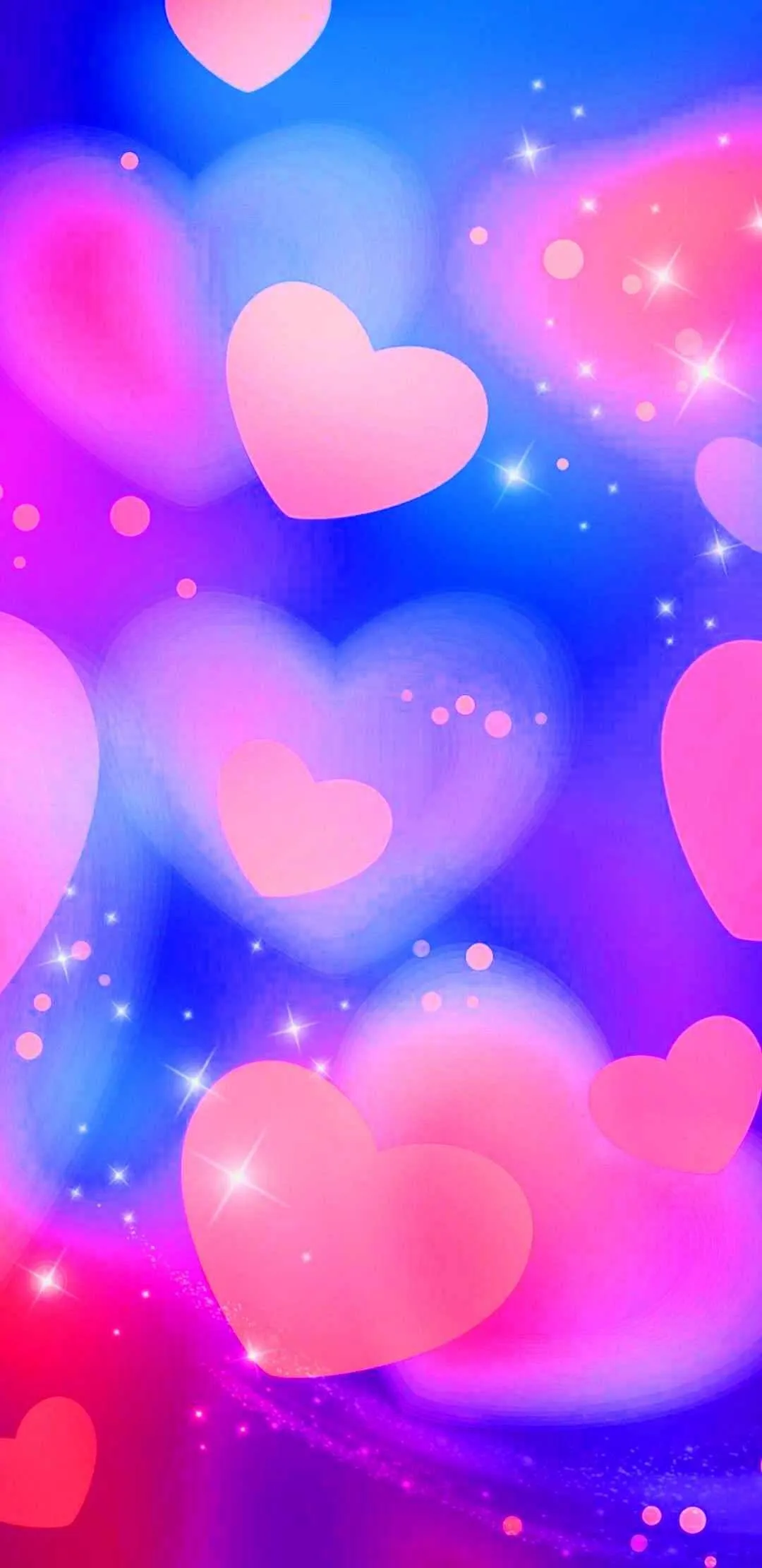 Magical Hearts Floating in a Dreamy Sky Scene Wallpaper