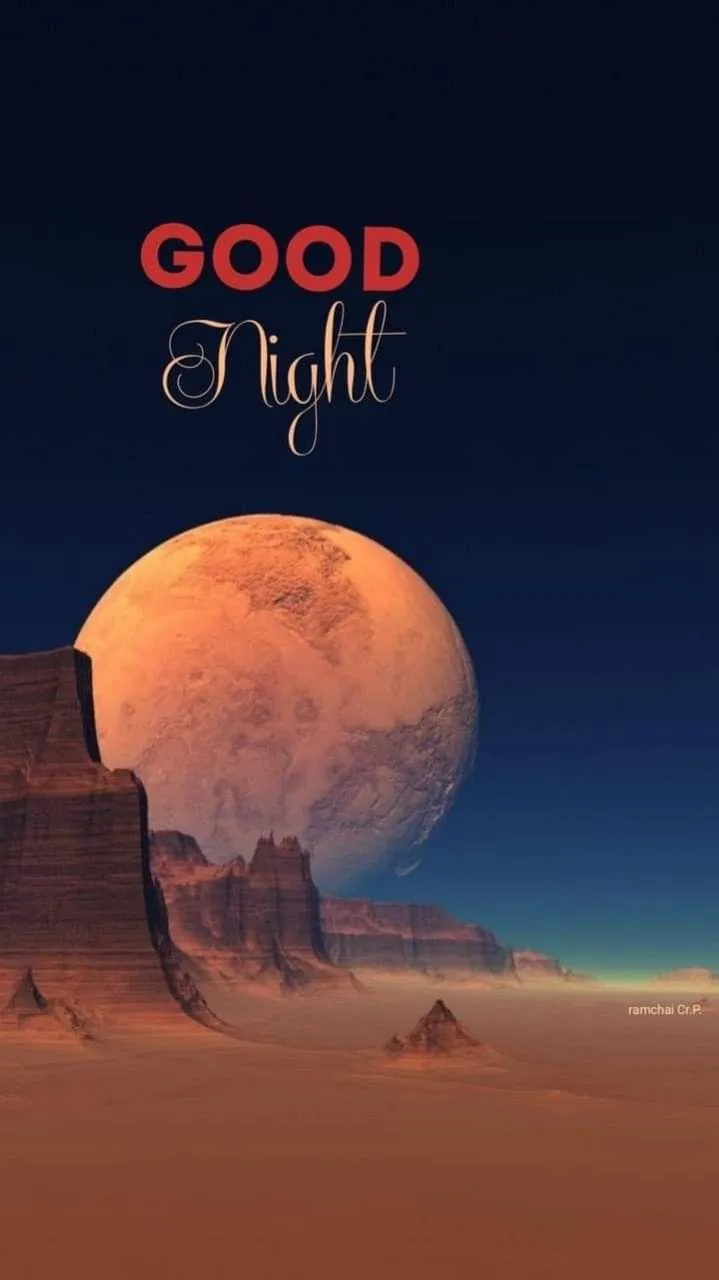 Moon and Orange Sky Showing Peaceful Night Turning Day