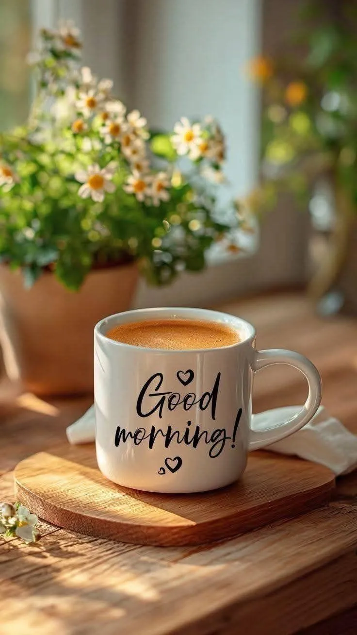 Morning Tea in Cozy Setting with Plants on Table Image
