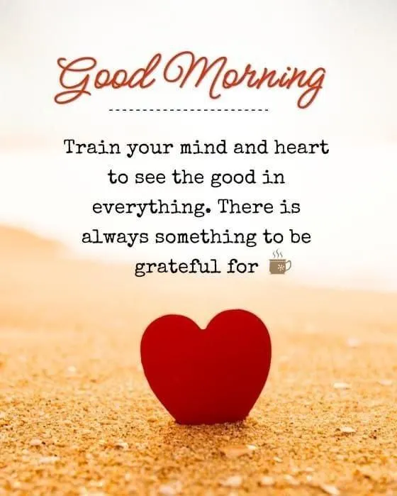 Morning Thoughts with Heartfelt Message on a Sand Background