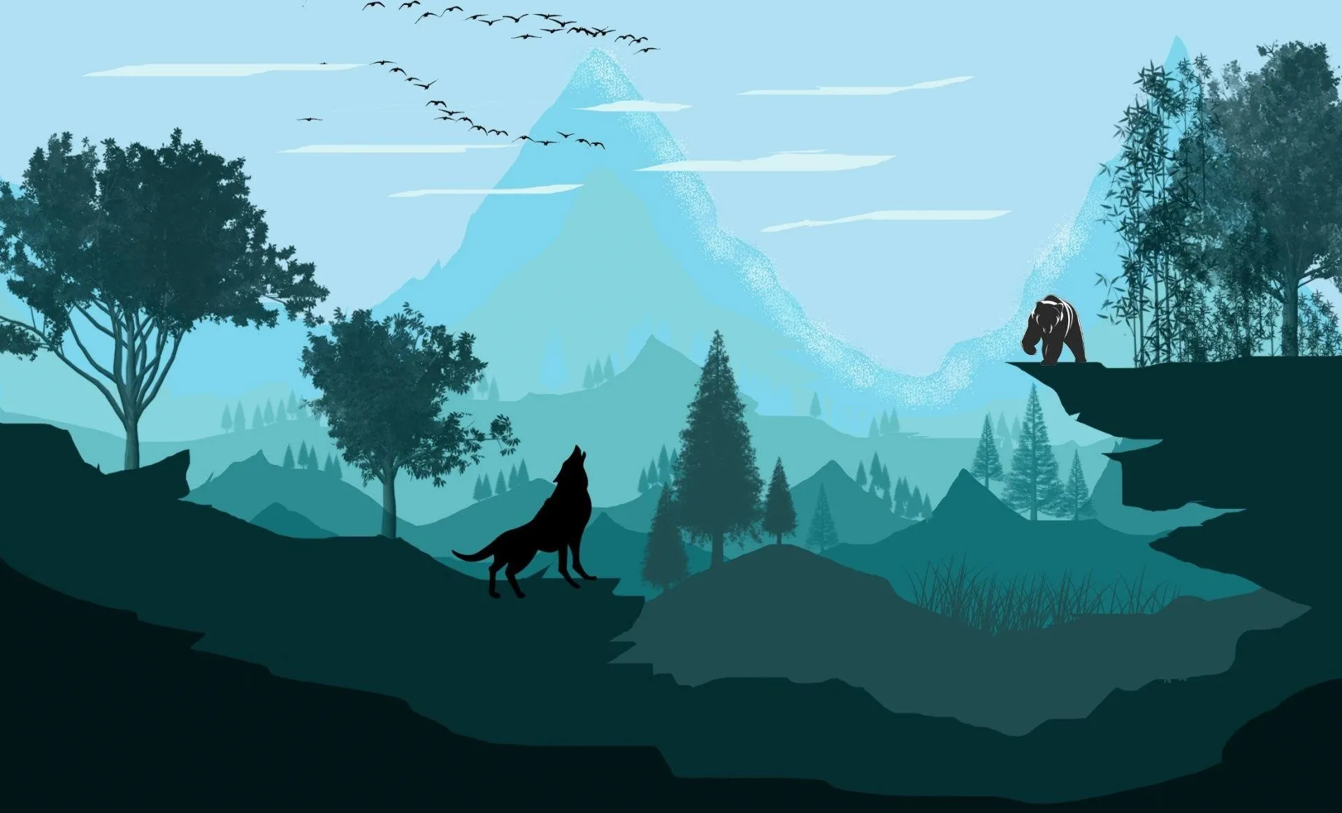 Mountain Landscape Scene Showing Calm Romantic View