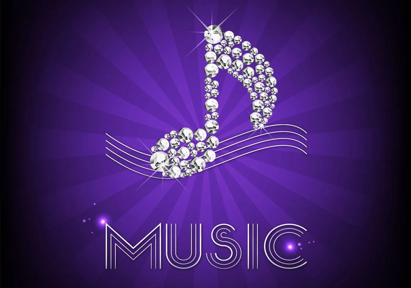 Music and Love on Purple Concept Digital Art Wallpaper