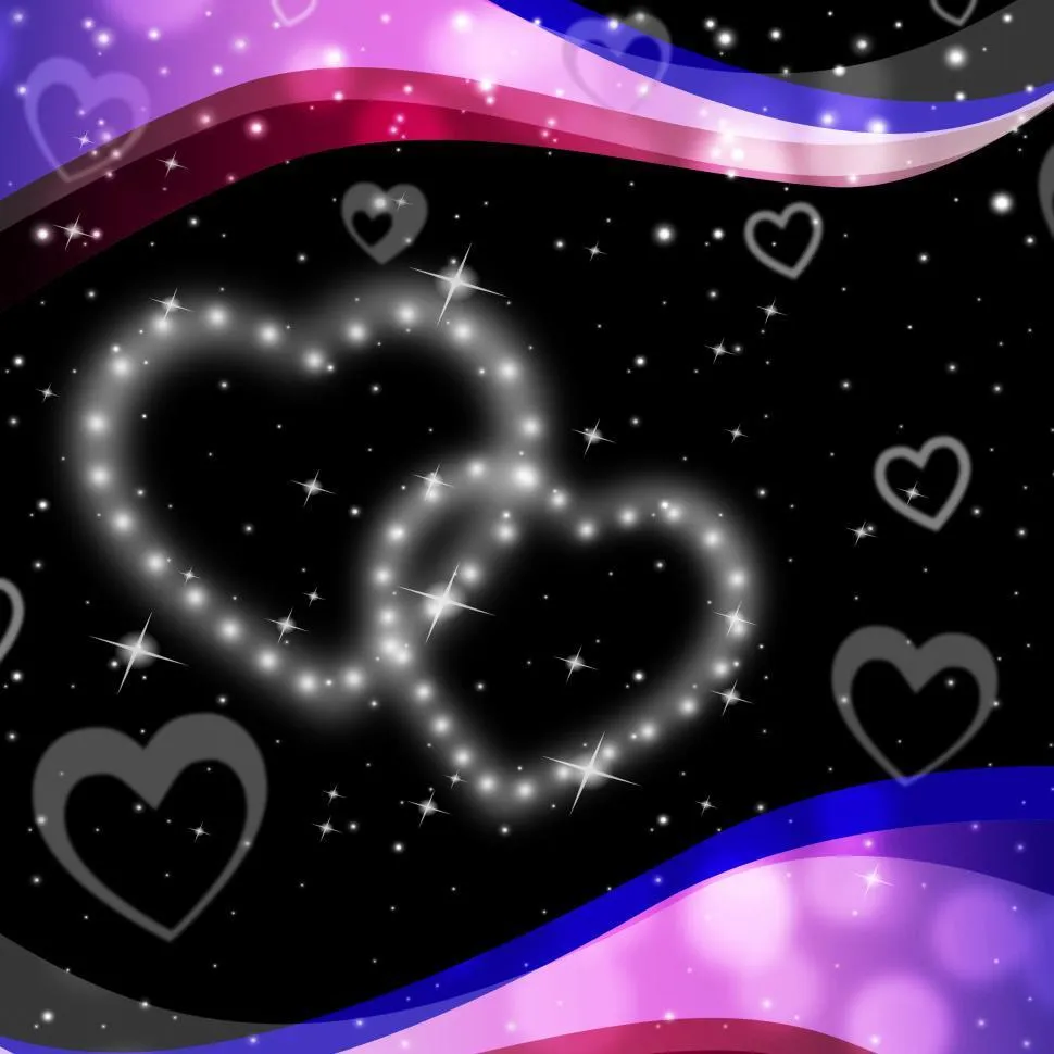 Neon Heart Shapes with Romantic Night Glow Wallpaper