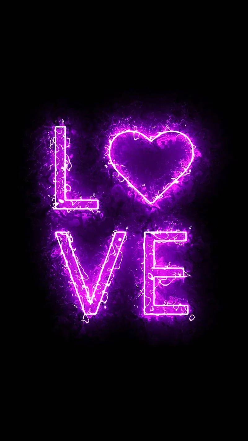 Neon Light Love Text Shining in the Dark Wallpaper