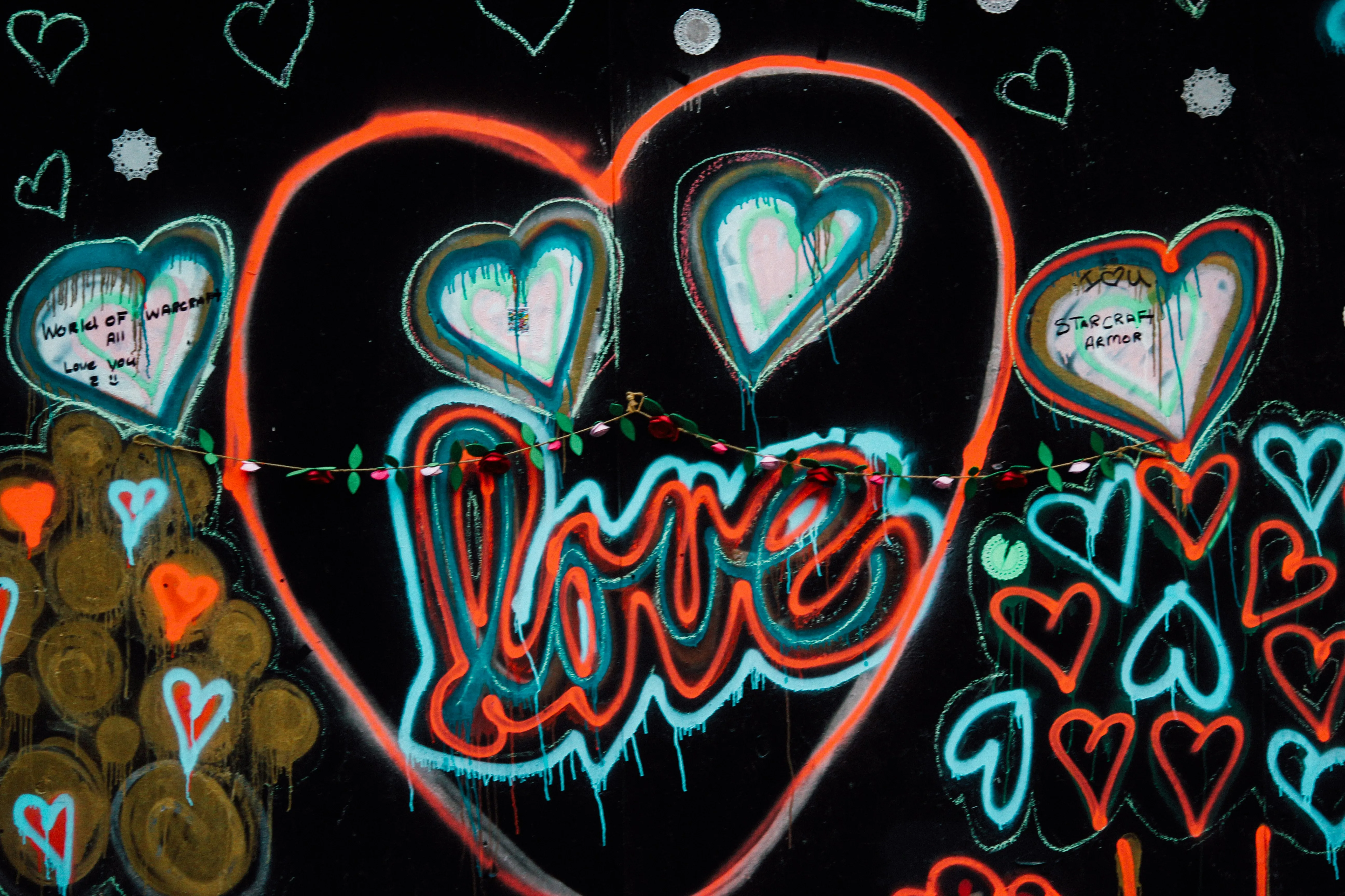 Neon Wall Art with Love Theme Expressing Joy Wallpaper