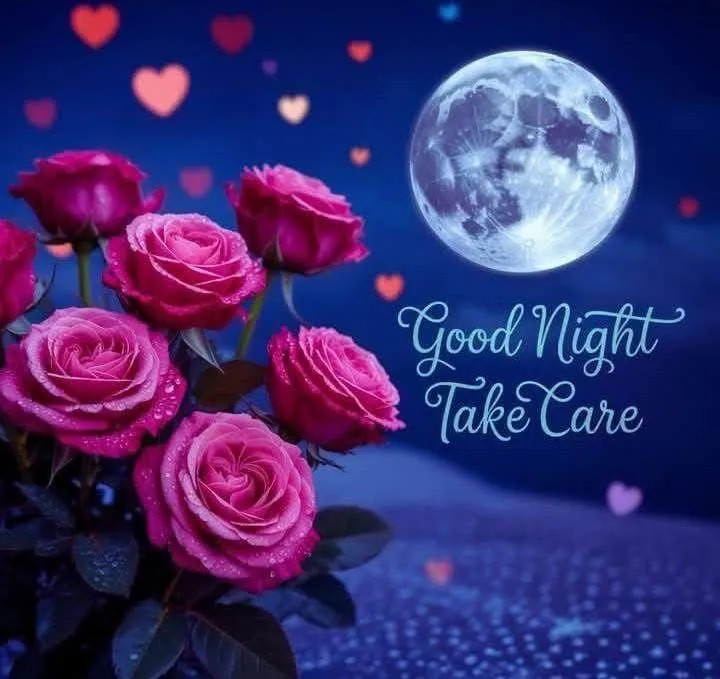 Night Scene with Pink Roses and Full Moon Wallpaper