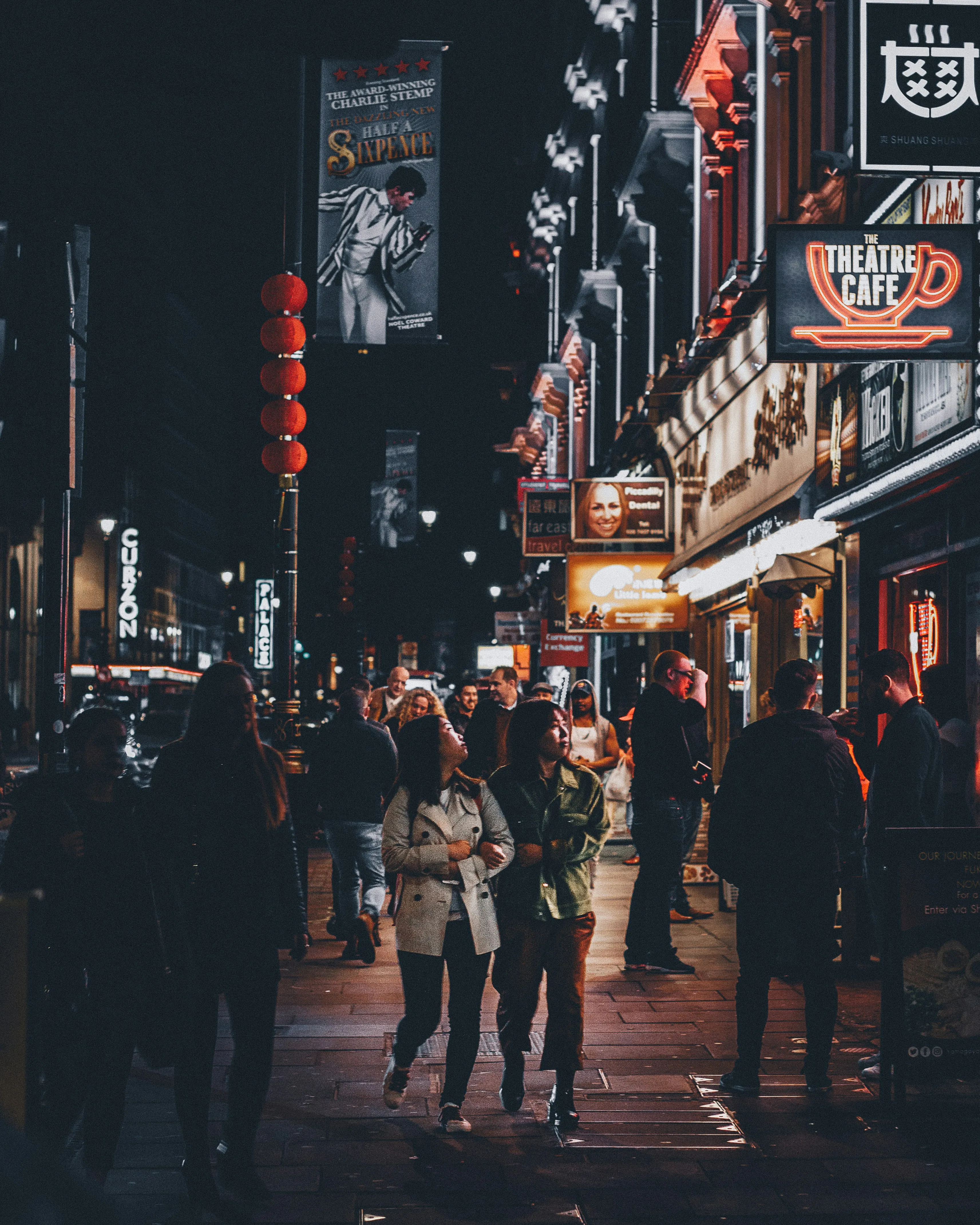 Night Street Scene Filled With Lights and Emotion Wallpaper