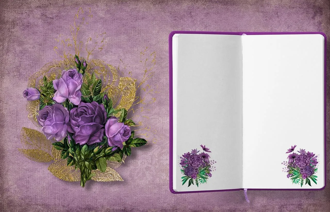 Open Journal with Flowers Showing Love Story Wallpaper