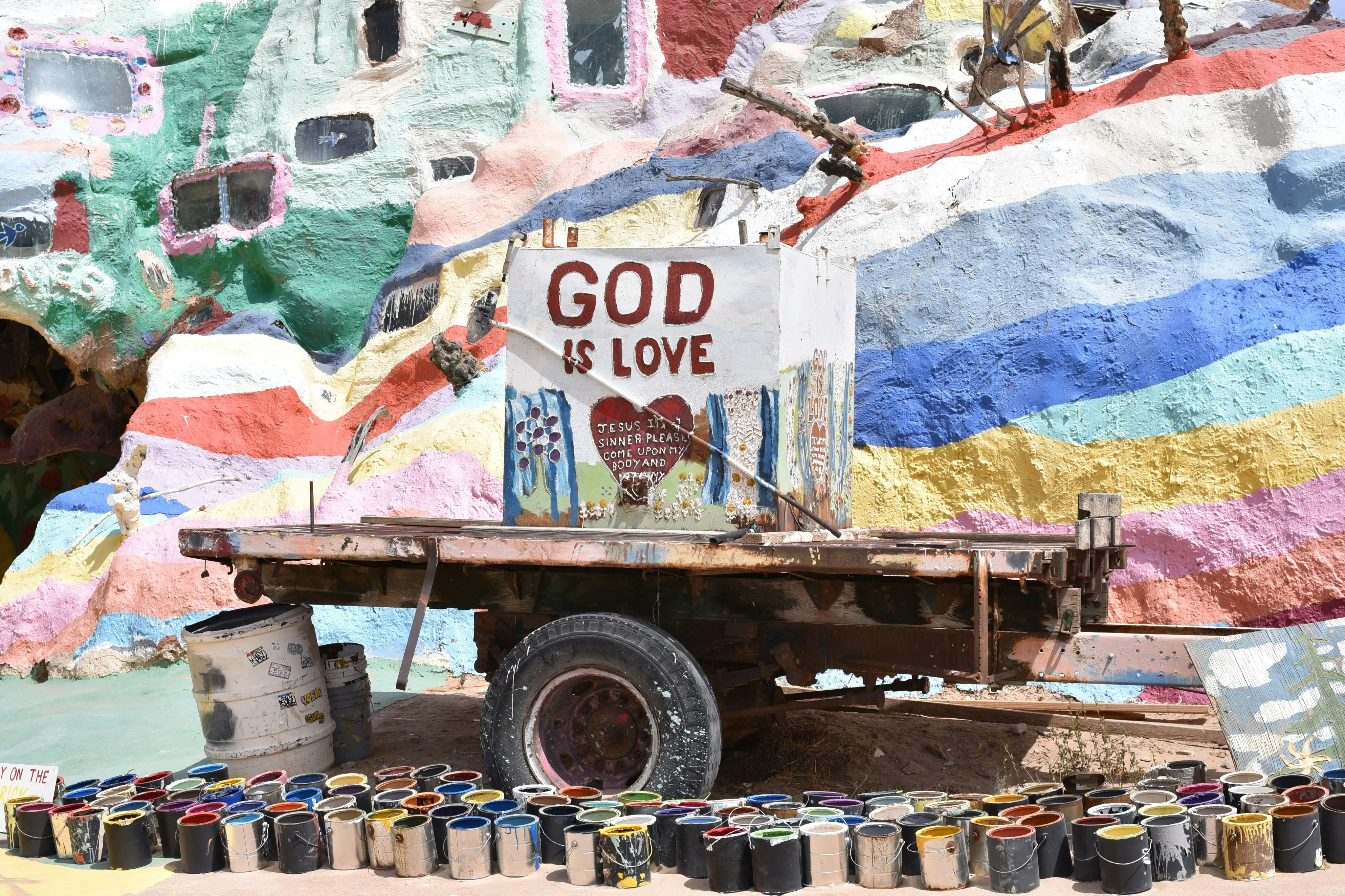 Painted Truck With God is Love Message of Faith Wallpaper