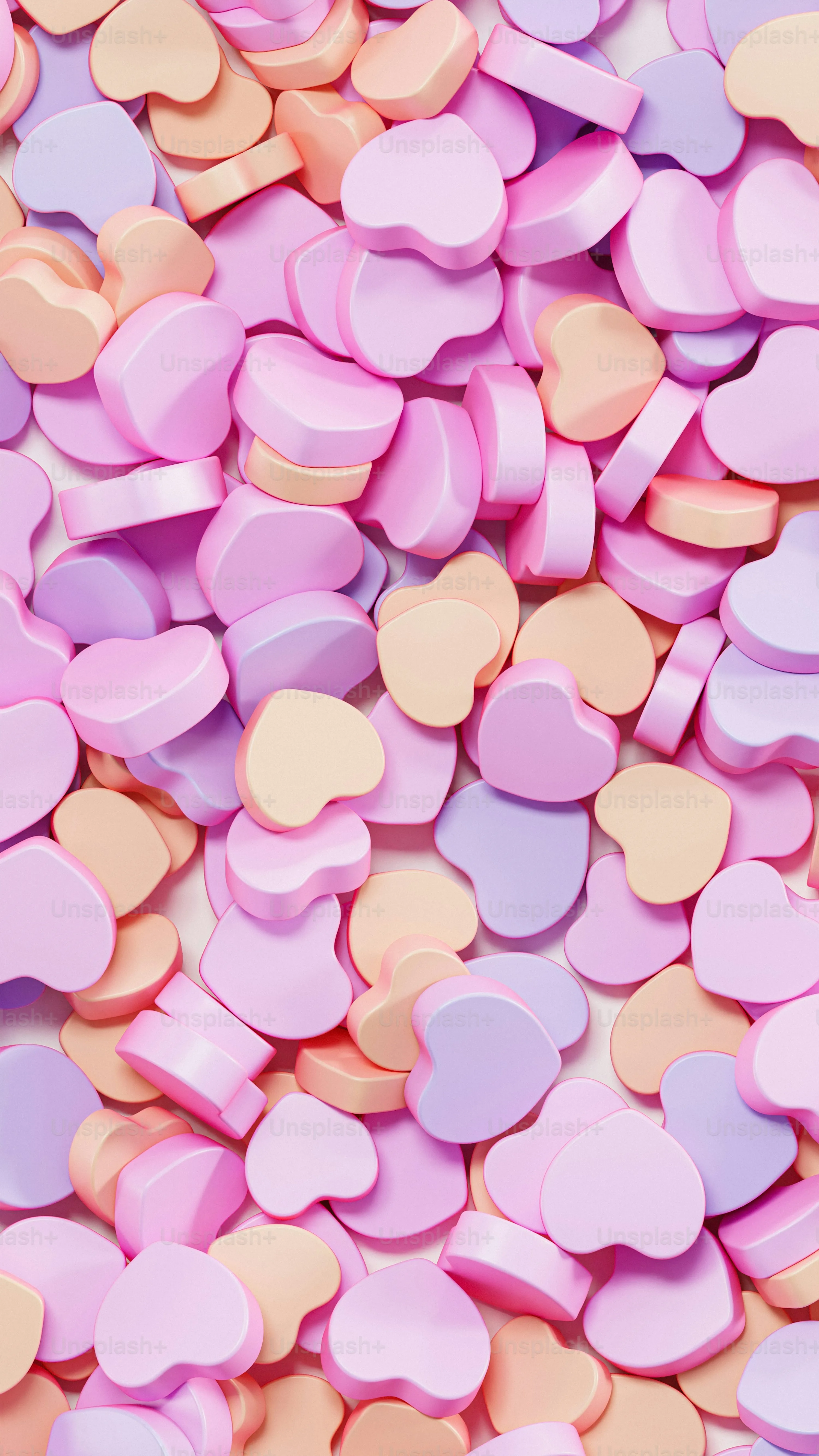 Pastel Heart Candies Spread in Romantic Pattern Wallpaper