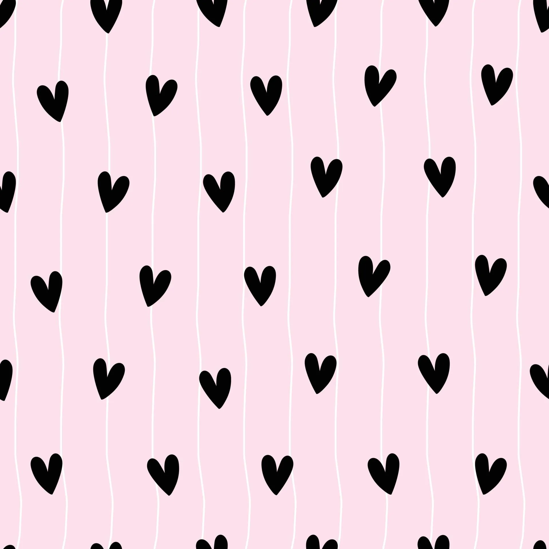 Pattern of Black Hearts on Light Pink Soft Texture