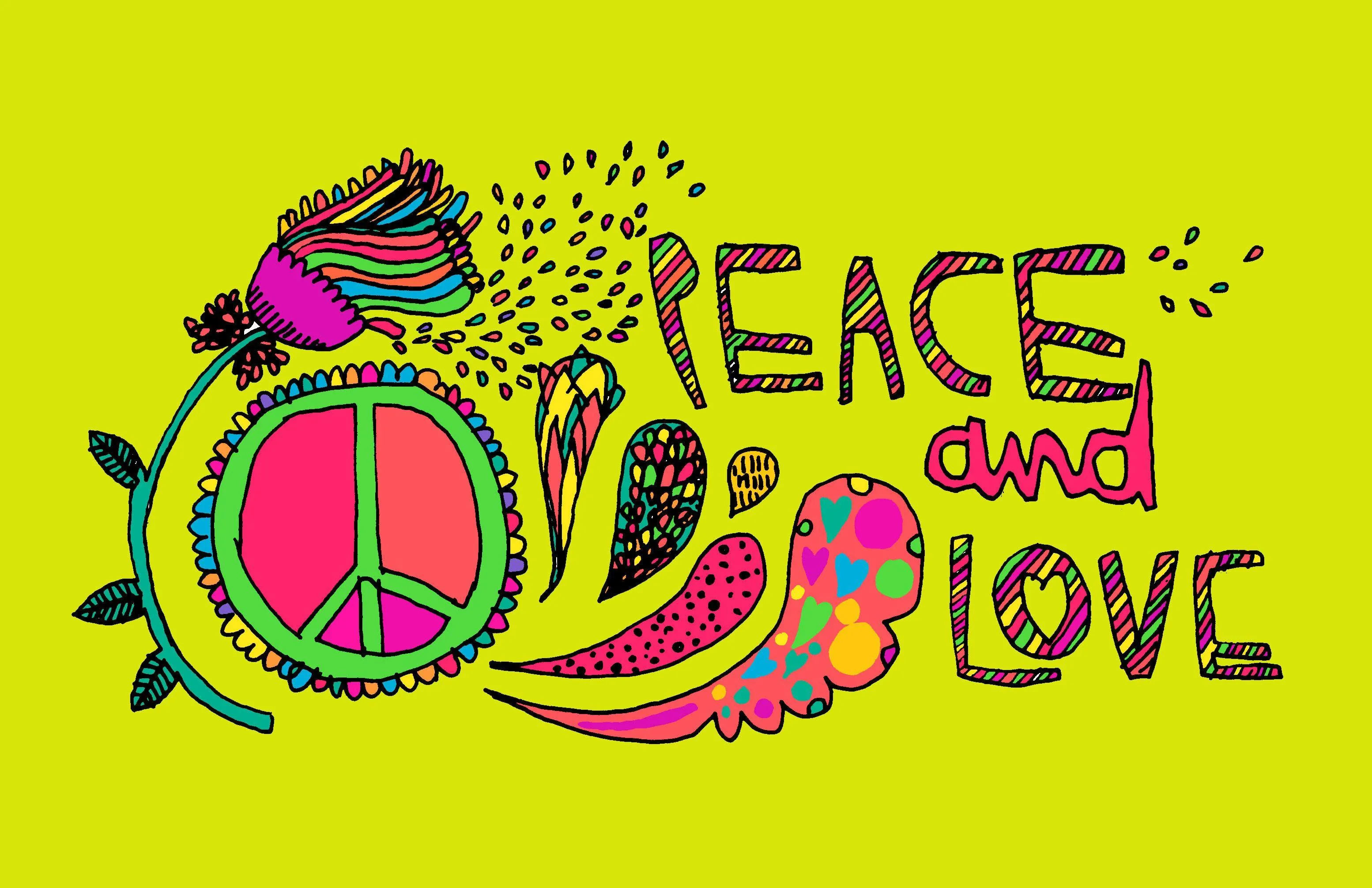 Peace and Love Poster Promoting Kind Connection Wallpaper
