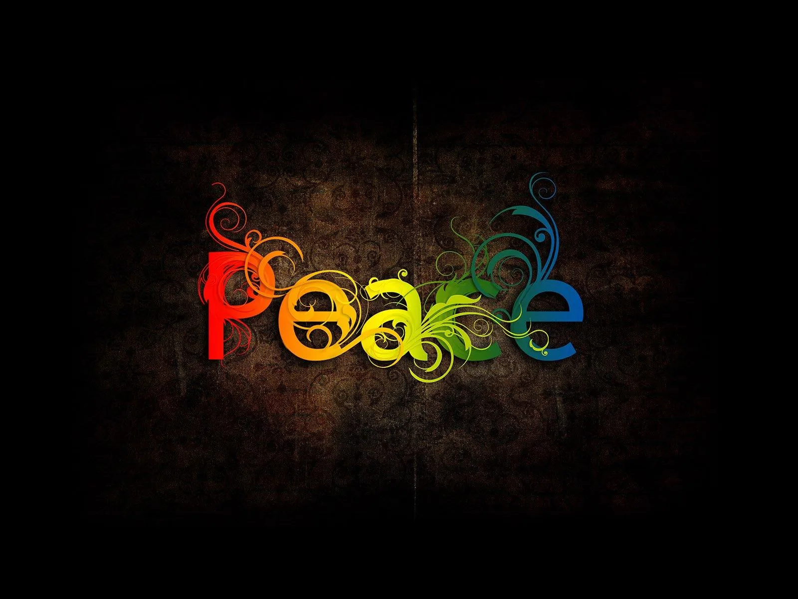 Peace and Love Quote with Colorful Text Glow Wallpaper