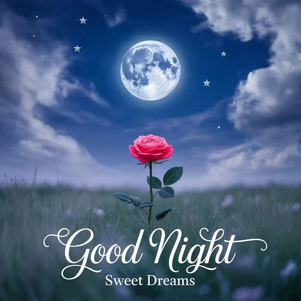 Peaceful Moonlight Scene with Single Pink Balloon Wallpaper