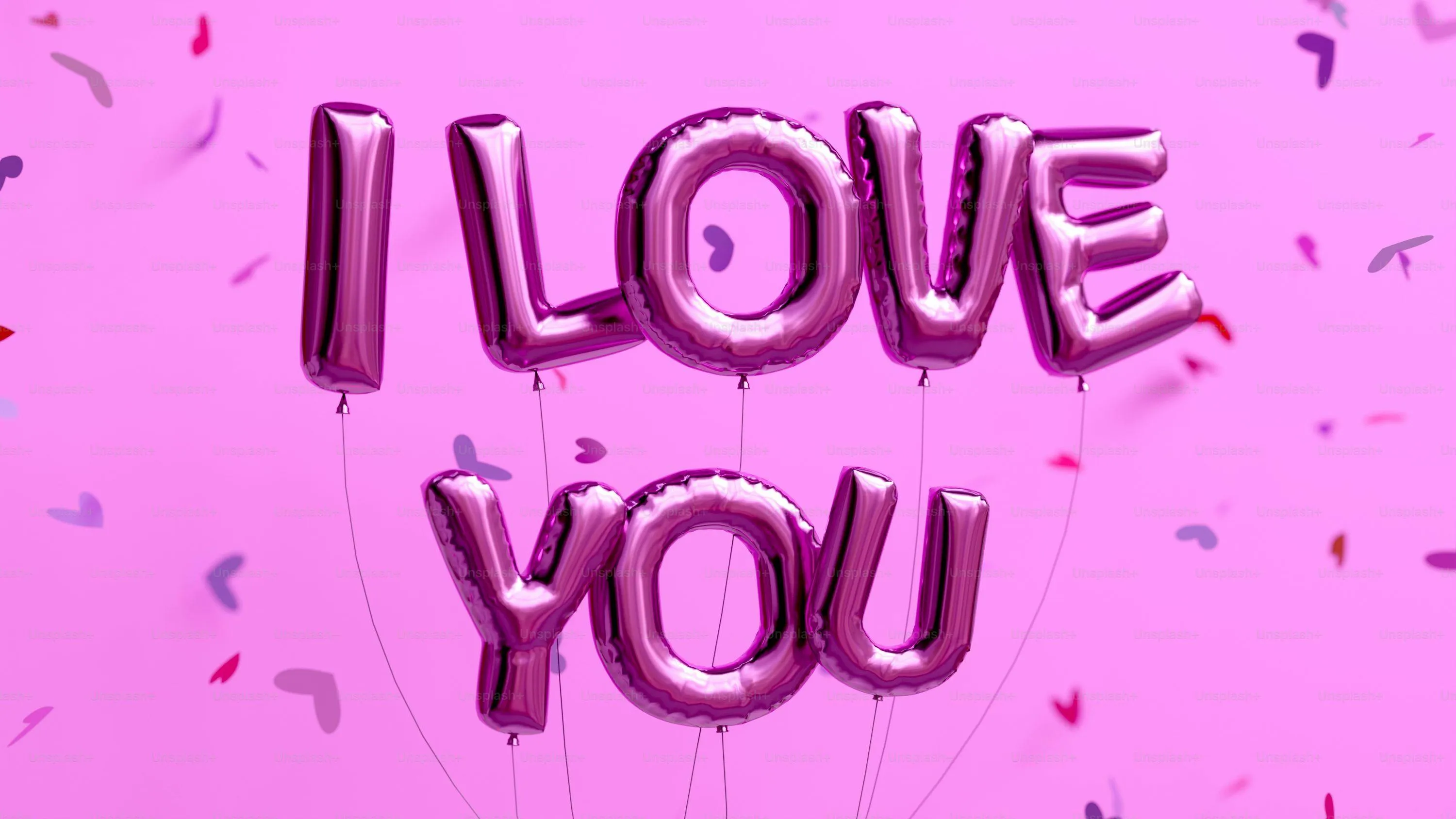Pink Background with I Love You Romantic Message Wallpaper