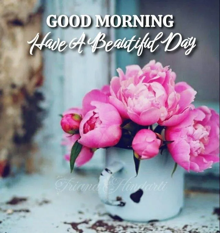 Pink Flowers and Good Morning Text Card Free Wallpaper
