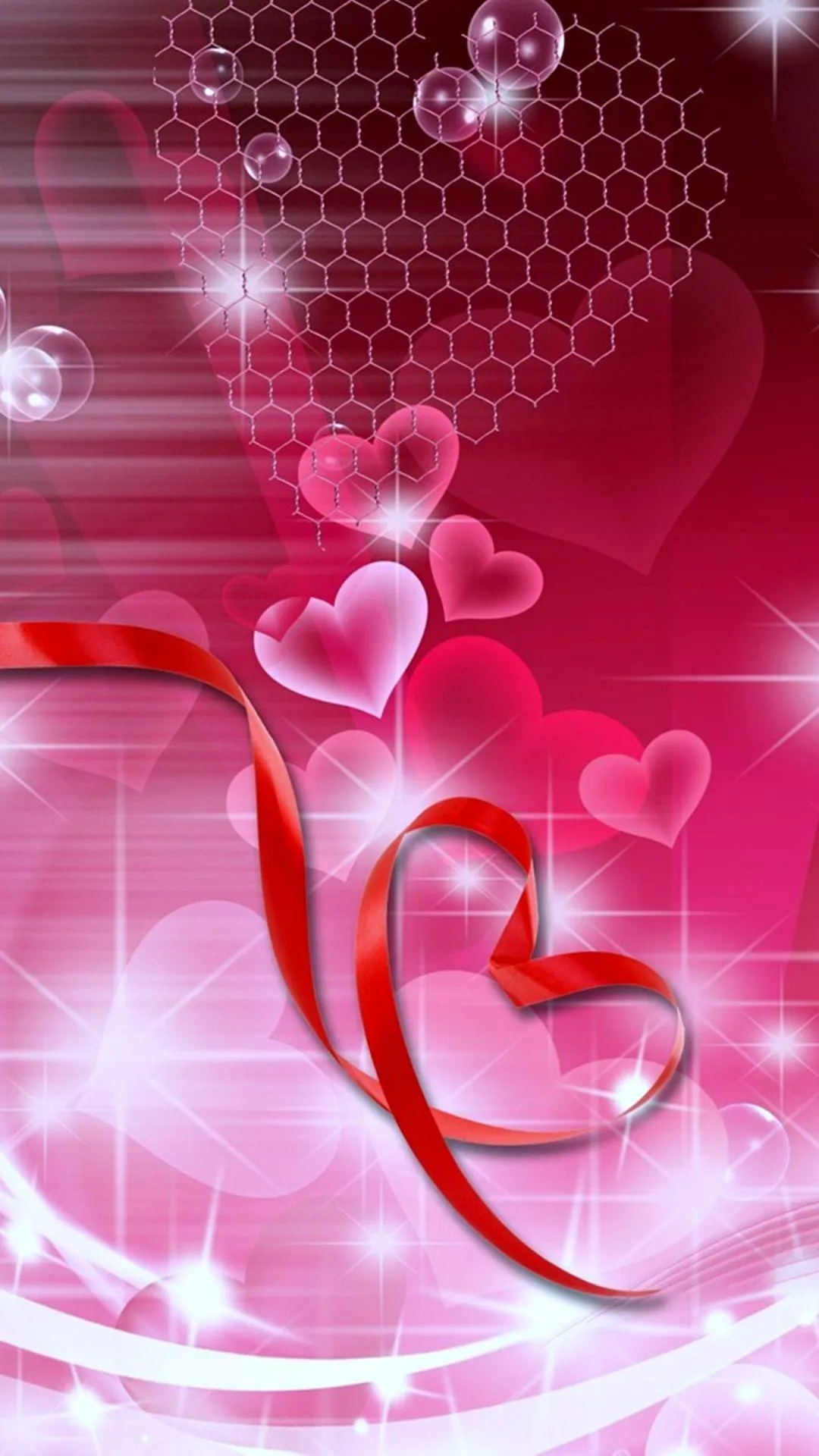 Pink Glowing Hearts Expressing Warm Romantic Feeling