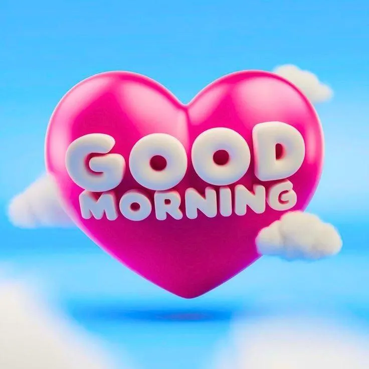 Pink Heart Design Saying Good Morning with Love Image