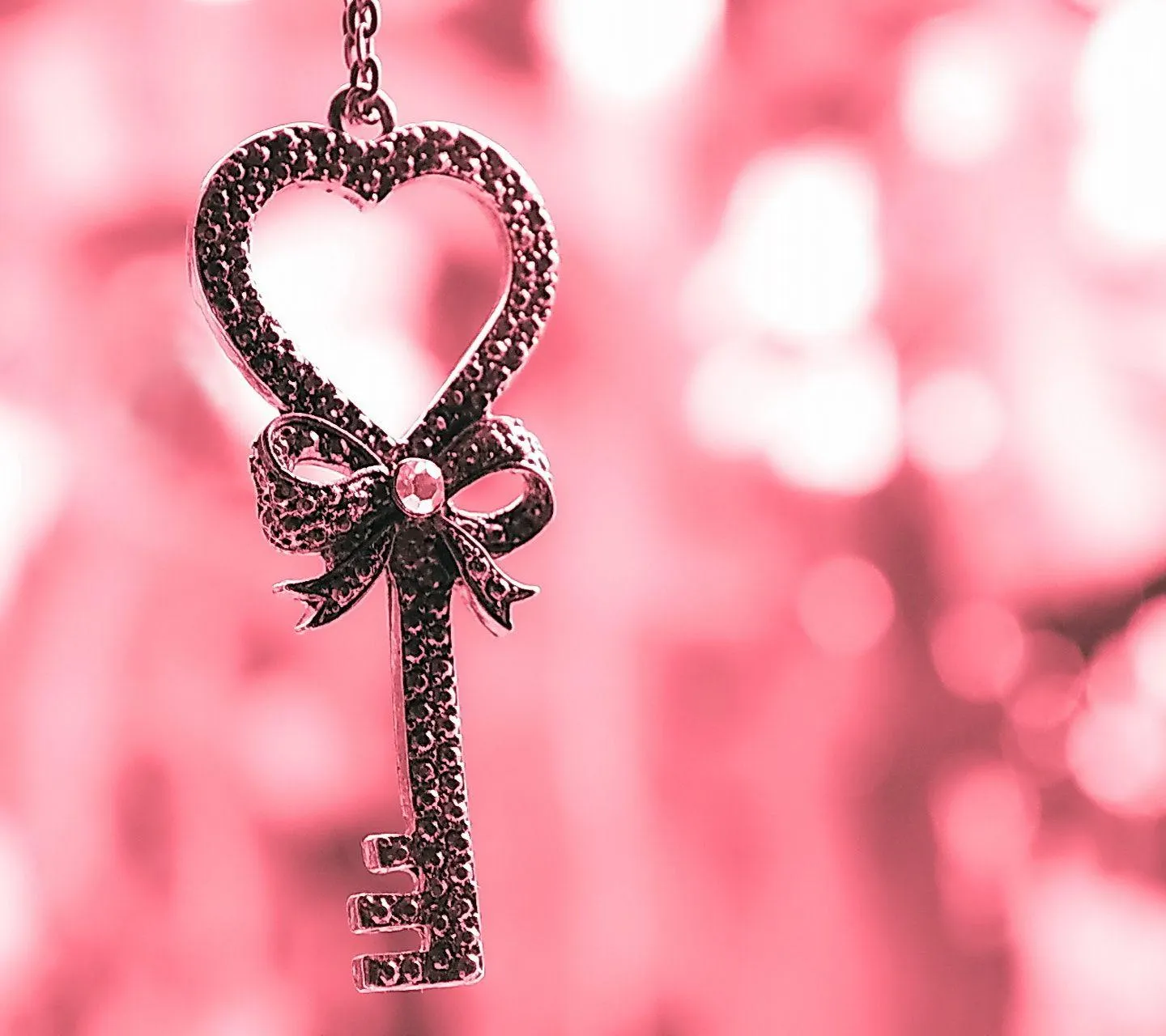 Pink Heart Key Pendant Representing True Devotion HD Image