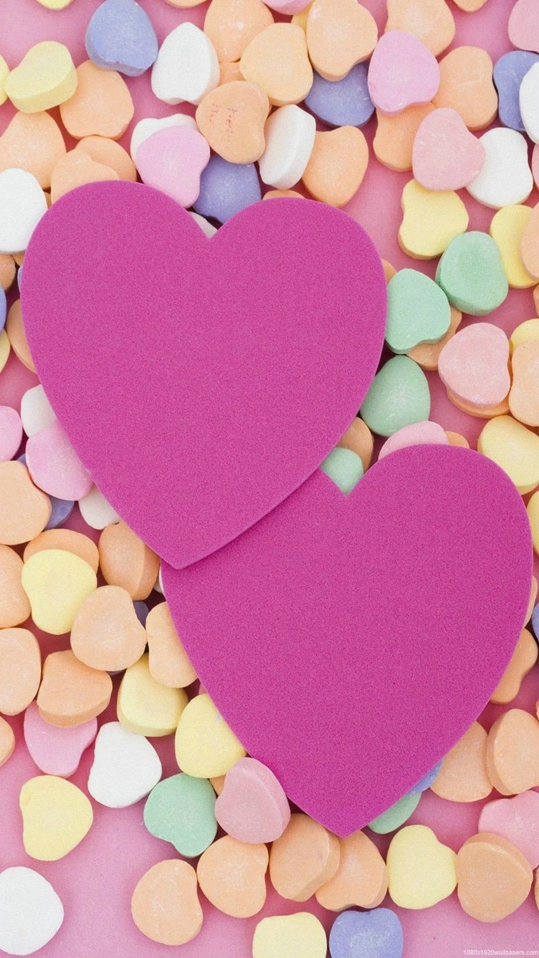 Pink Paper Hearts Representing Sweet Romance Wallpaper