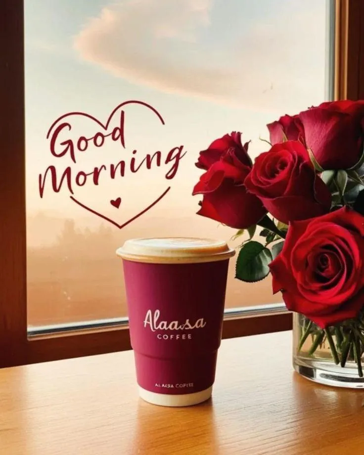 Pink Roses and Coffee for a Refreshing Morning Start