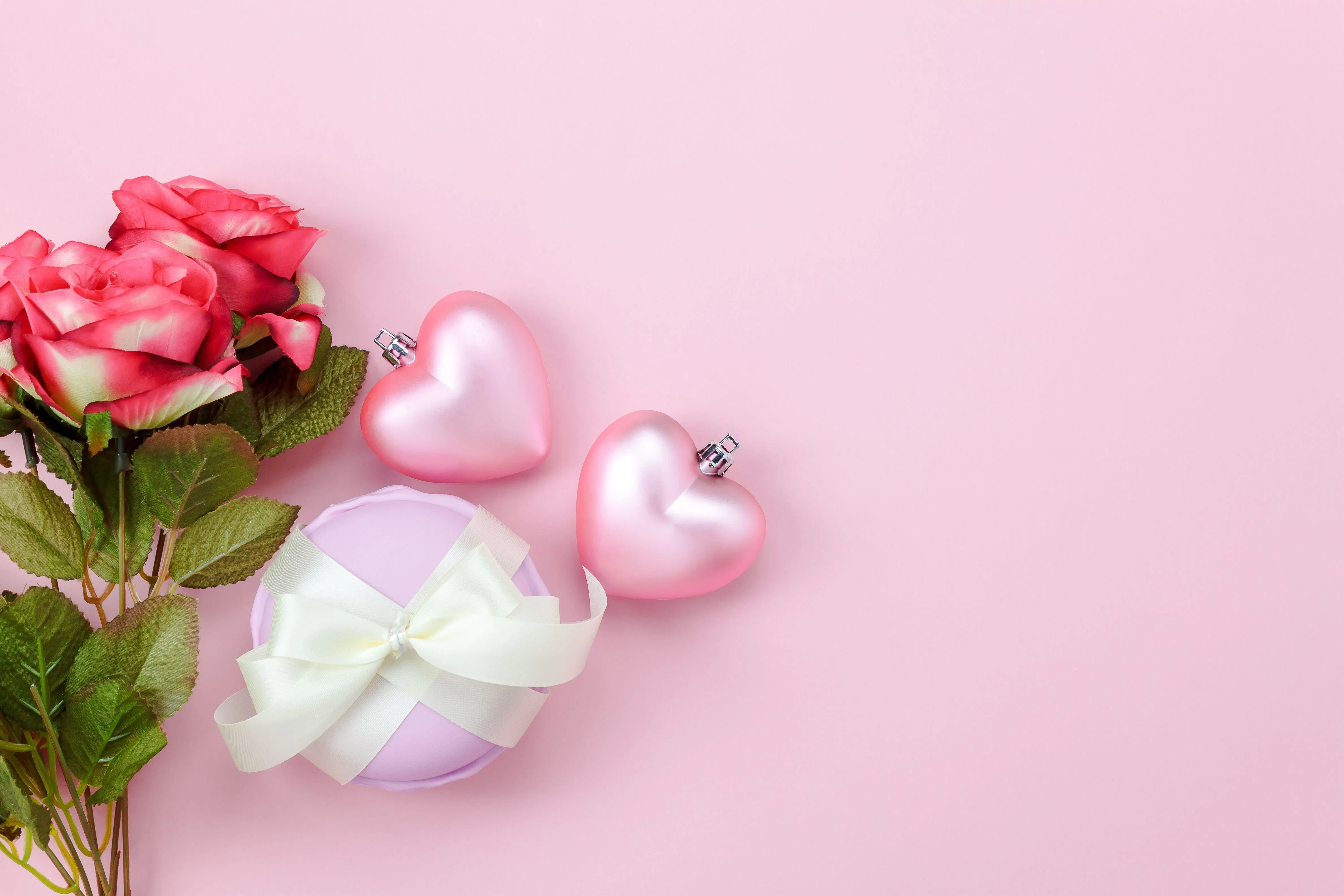 Pink Roses with Heart Shape Symbolizing Pure Love Wallpaper