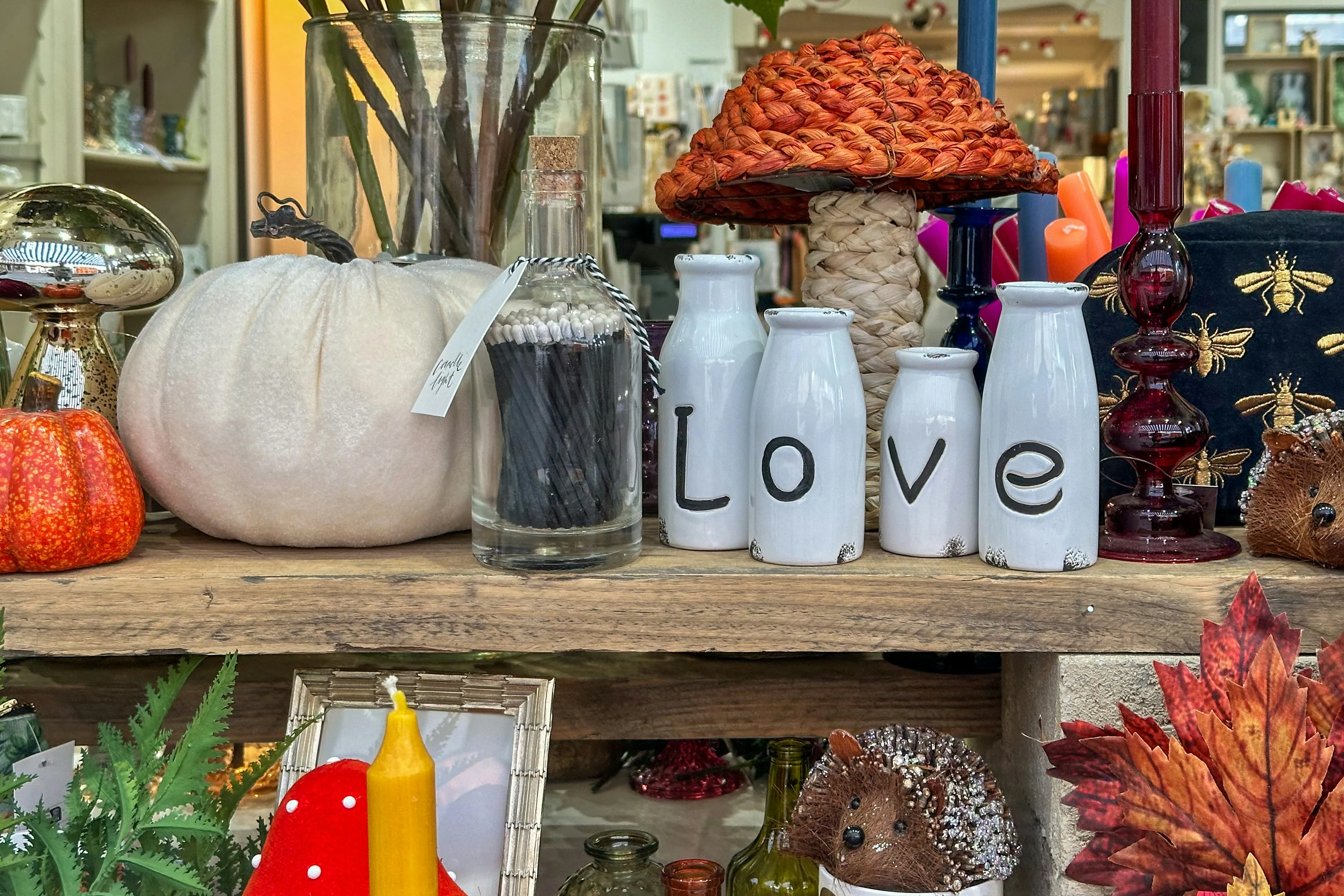 Pumpkin Display with Warm Autumn Seasonal Decor Wallpaper