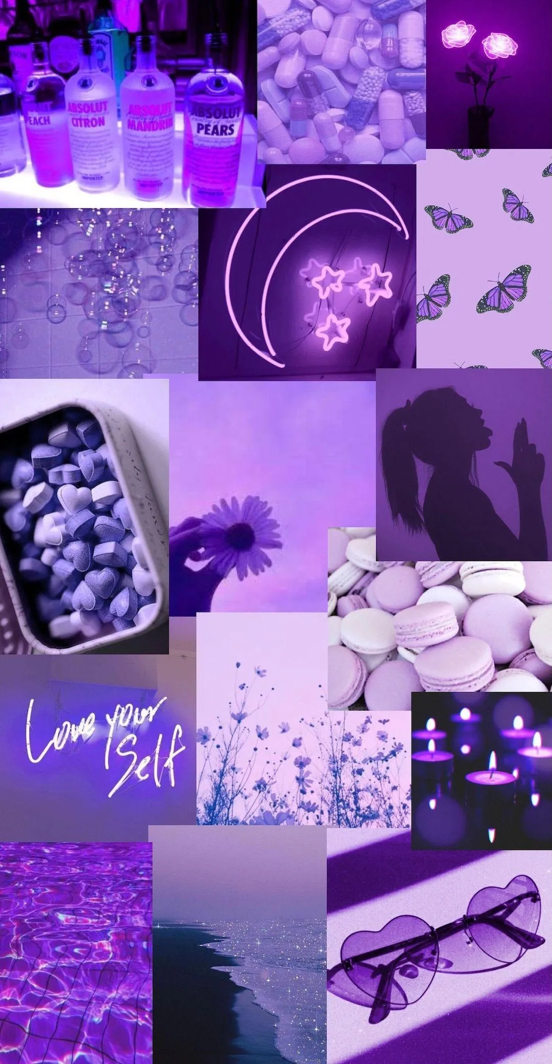 Purple Aesthetic Love Collage with Modern Vibes Wallpaper