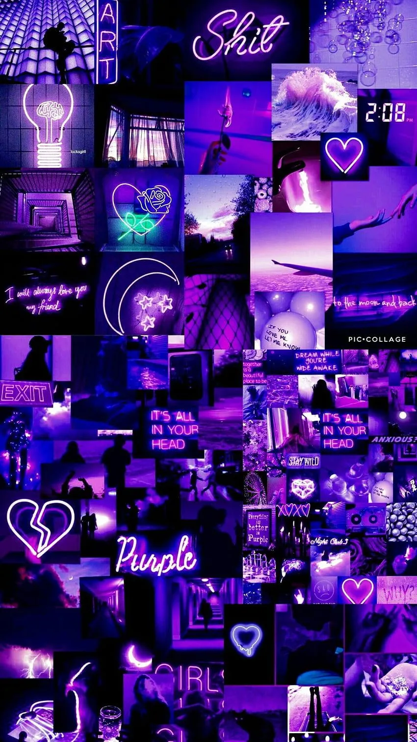 Purple Collage Art Showing Love and Emotion Wallpaper