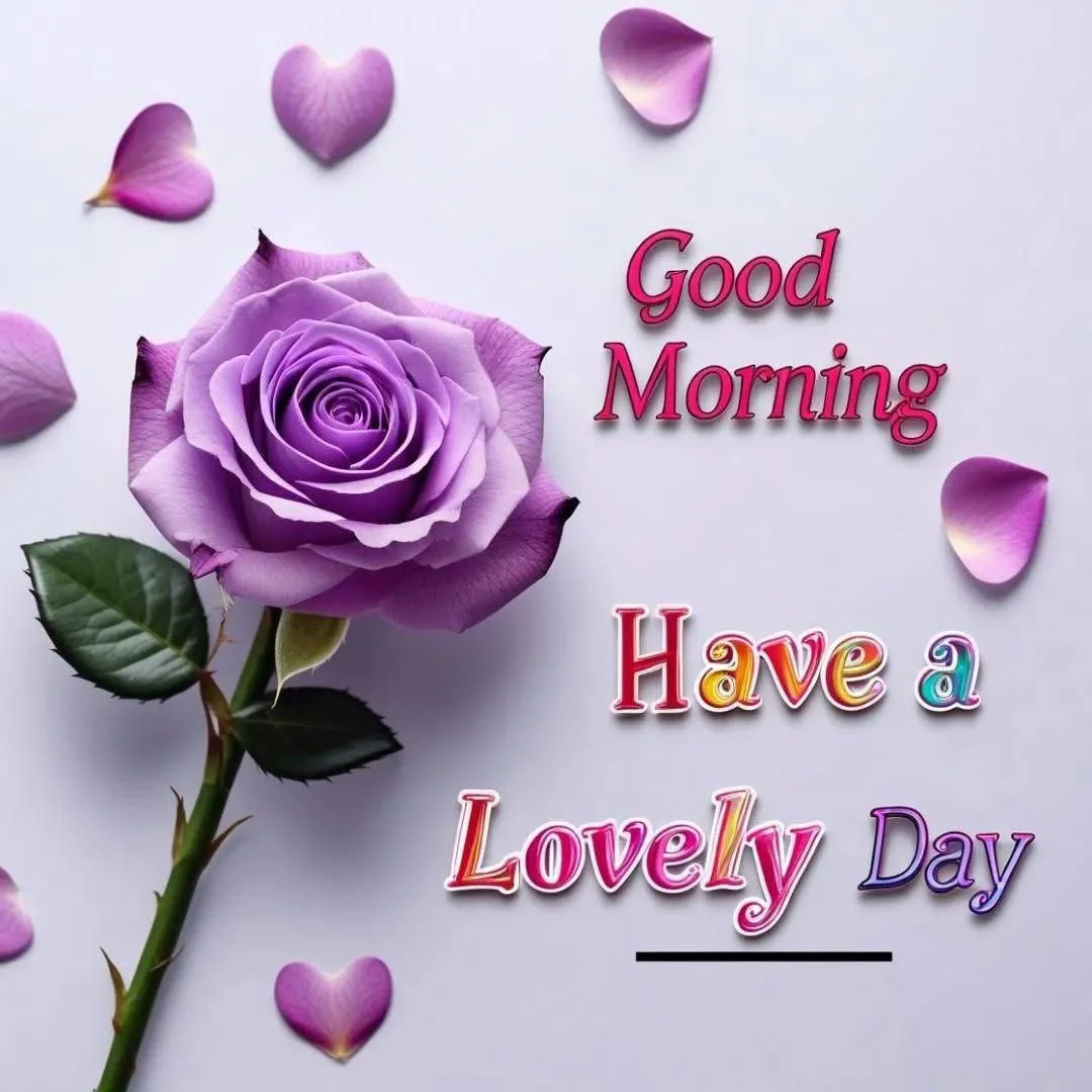 Purple Flower and Note Wishing a Lovely Day Ahead Wallpaper