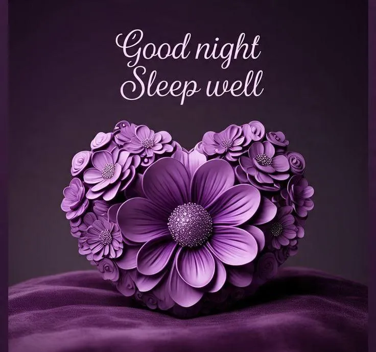 Purple Flower Design with Night Sleep Message Image