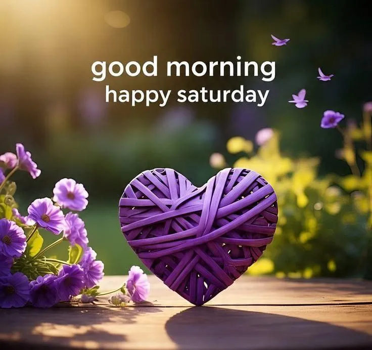 Purple Heart Decoration with Good Morning Saturday