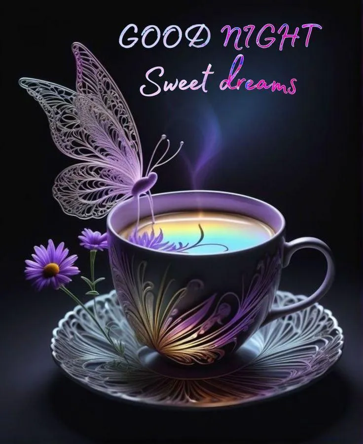 Purple Themed Tea Cup with Inspiring Good Morning Words