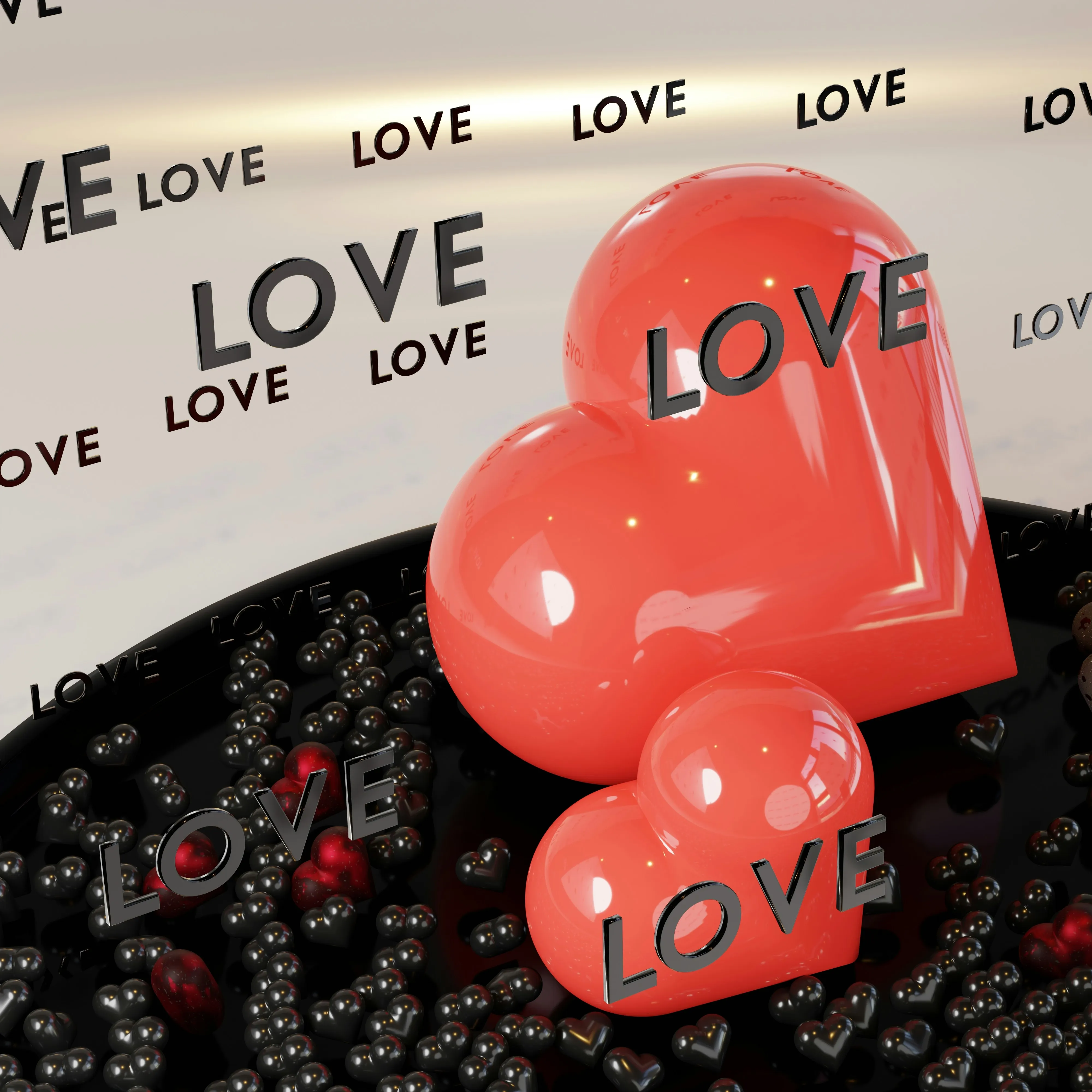 Red Balloons and Letters Creating Romantic Mood Wallpaper